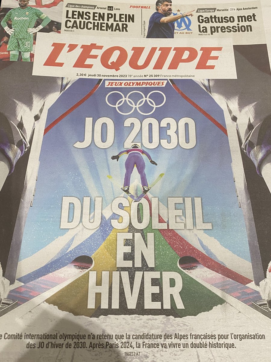[ J O d'hiver 2030 ] Les Alpes françaises accueilleront les JO d'hiver 2030 👍 @mongrandbo accueillera les épreuves de biathlon et @LaClusaz les épreuves de ski de fond. @Dep_74 #JO2030