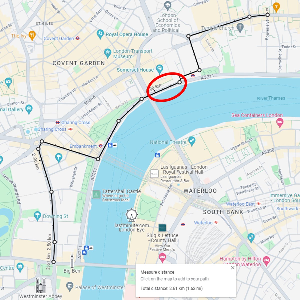 SamDKS's tweet photo. @MedicGrandpa @GyllKing @1d_dav You're looking at 1 pic showing the view circled in red in this map. I joined the rally about 45 minutes late and it took over 20 mins just to get to the start (Royal Courts of Justice). By the time I was at Temple Place, the entire road back up to the Strand behind me was packed https://t.co/HMXy17TQUA