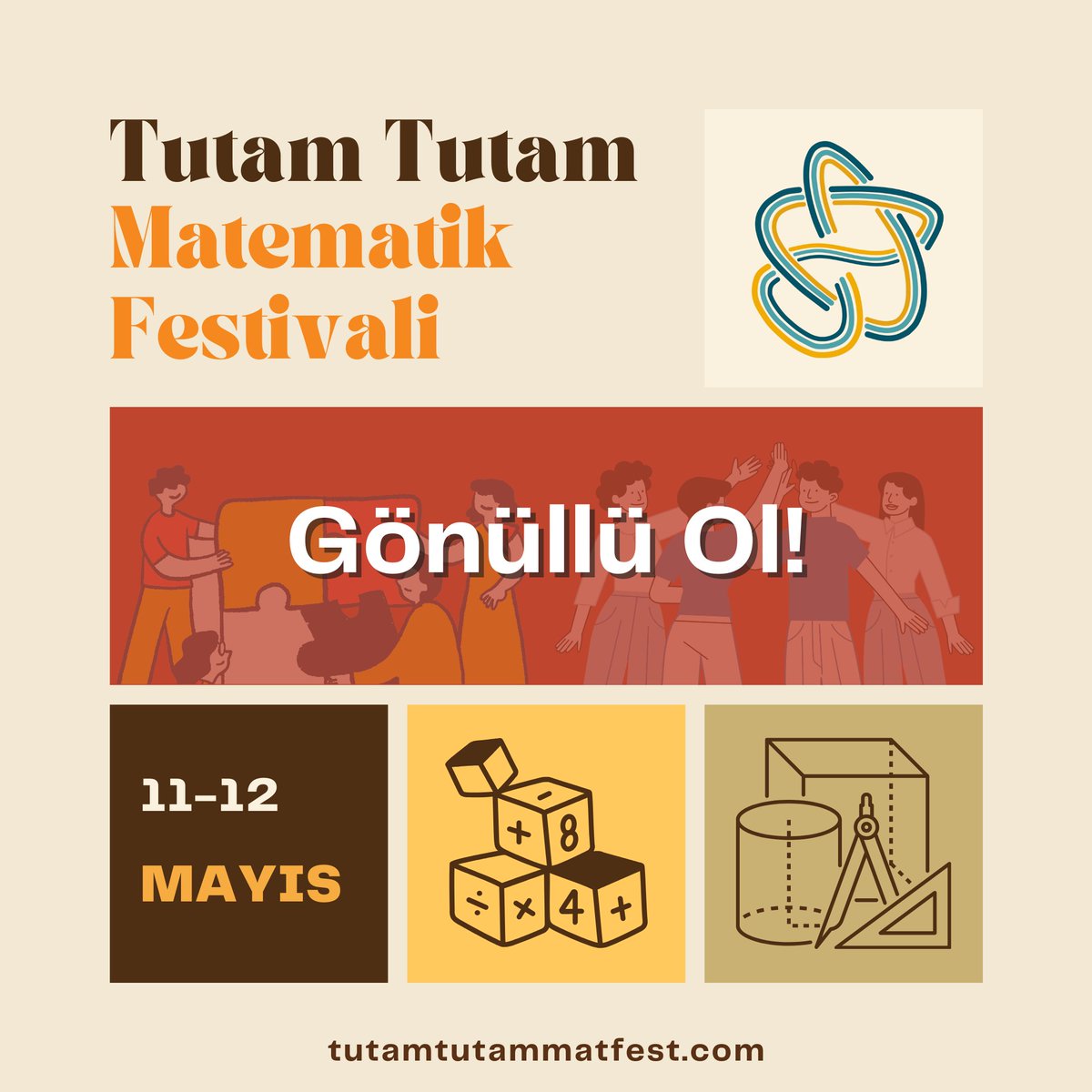 Tutam Tutam Matematik Festivali 2024 için gönüllülerimizi arıyoruz. 🤗

Eğlence, öğrenme ve keşif dolu bu yolculuğa katılın! 🚀

Siz de bu ekibin bir parçası olmak için 👇
forms.gle/DrAKPnHjPMTADx…