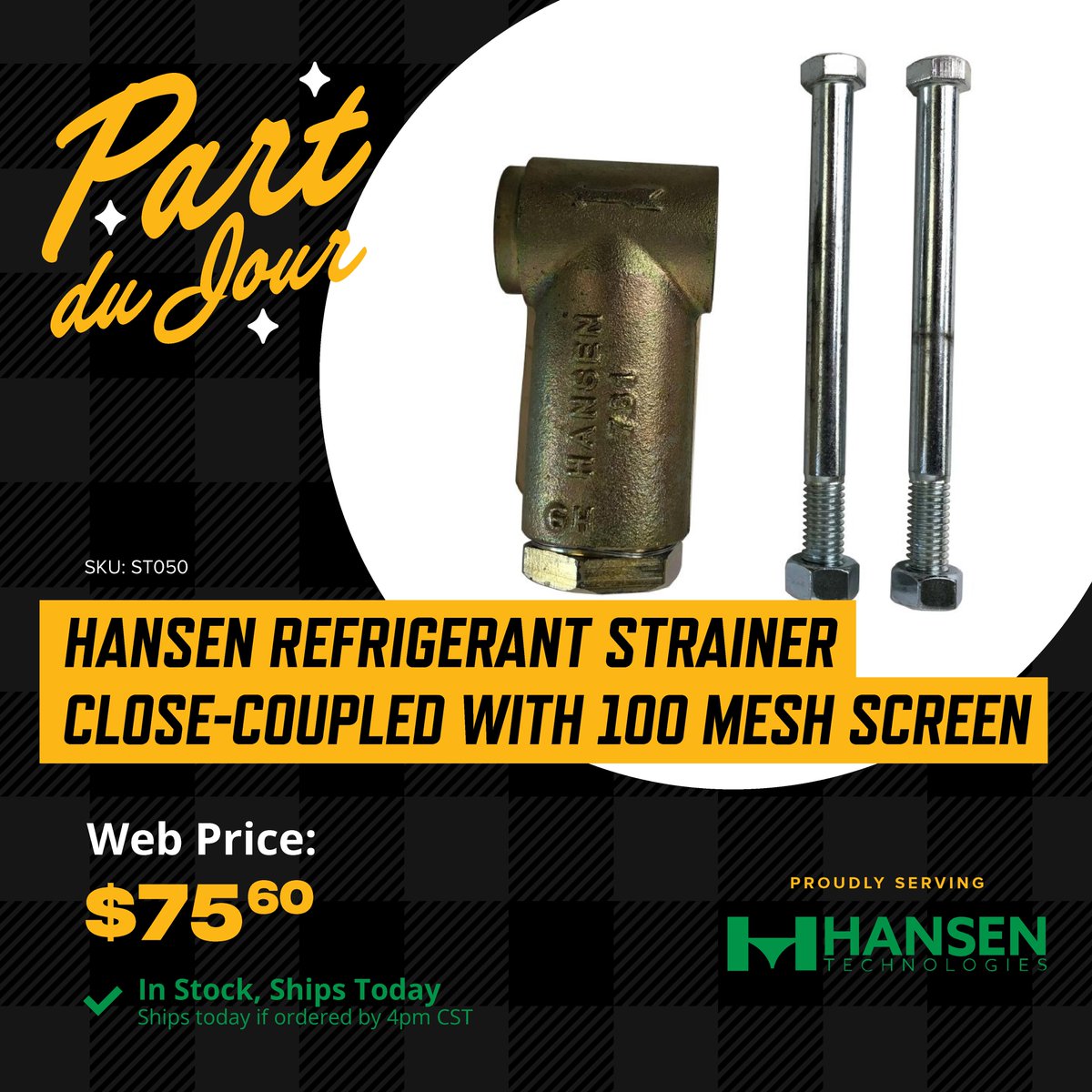 KeepSupply's tweet photo. Hansen Refrigerant Strainer
In Stock | $75.60
https://t.co/Q2fVKttRqY
(833) 900-1499 https://t.co/uQ6U3oGZpG