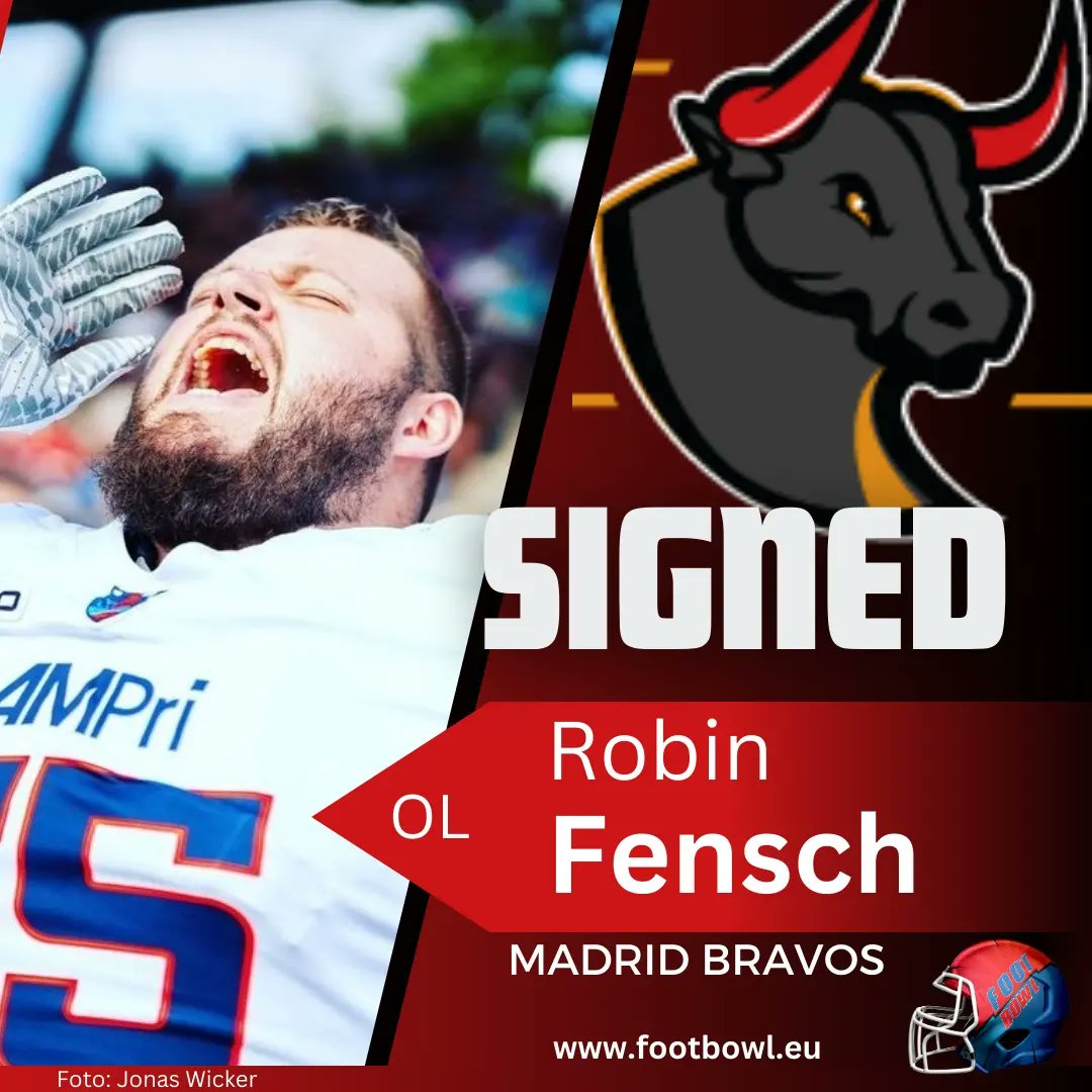 Die Madrid Bravos verstärken ihre Offensive Line mit der Verpflichtung des deutschen Robin Fensch. Der erfahrene Offensive Lineman soll das junge Team konkurrenzfähig machen. Spielerprofil: footbowl.eu/robin-fensch/ #elf2024