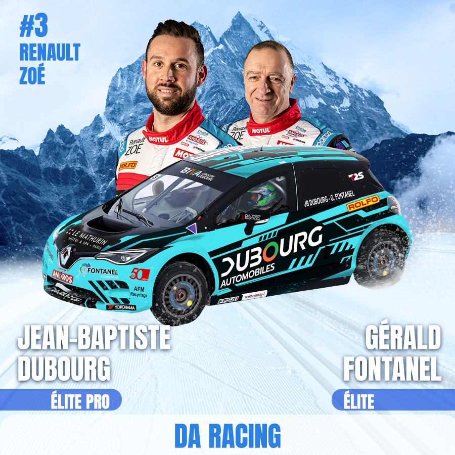 <a href="/JbDubourg/">JB Dubourg</a> entamera cet hiver sa 20ème saison sur glace. Pour finir en beauté ce 35e et dernier Trophée Andros, il compte bien décrocher un 7e titre🏆
Il sera accompagné par Gérald Fontanel en Elite au sein du team DA Racing.
#tropheeandros #daracing #renaultzoe #renault