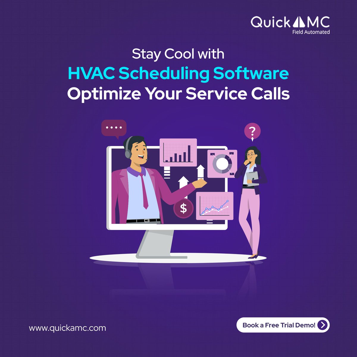 QuickAmc's tweet image. Stay cool and keep your HVAC system running efficiently with Quick AMC&apos;s automated scheduling software. Optimize your service calls and book a free trial demo at quickamc.com
#FieldService #Efficiency #quickamc #HVAC #scheduling #software #success #management #engineer