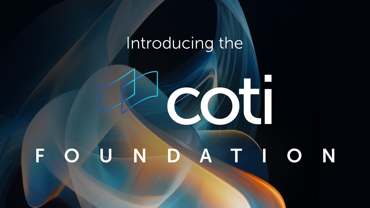 COTInetwork's tweet photo. The COTI Foundation has been launched!
The COTI Foundation is an independent, non-profit organization dedicated to driving the adoption and progression of the COTI network. This is a stepping stone in COTI’s path to launch COTI V2 next year.

Read more: https://t.co/7k3JDEVgEn https://t.co/CajjFVLjKf