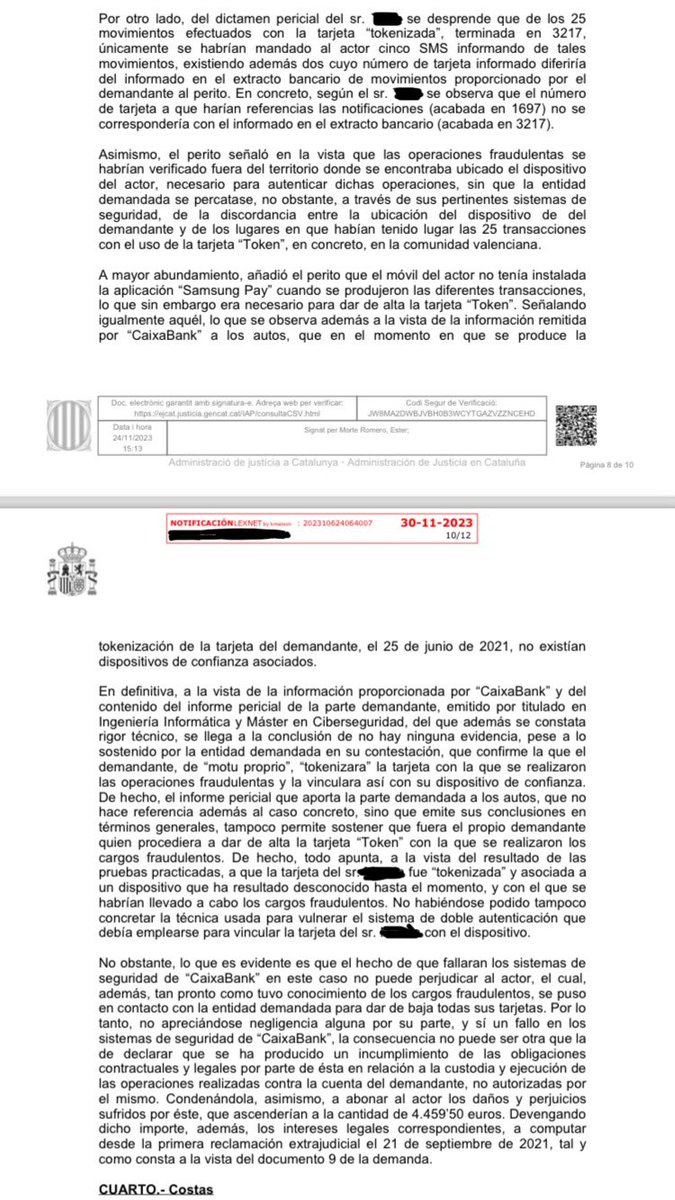 Tema Phishings i ciberestafes: avui nova condemna a <a href="/Caixabank/">CaixaBank</a> del jutjat 57 de Bcn. No és suficient el doble factor d’autenticació de les operacions bancàries si el sistema de seguretat del banc és dèbil. Responsabilitat quasi-objectiva del banc sempre!