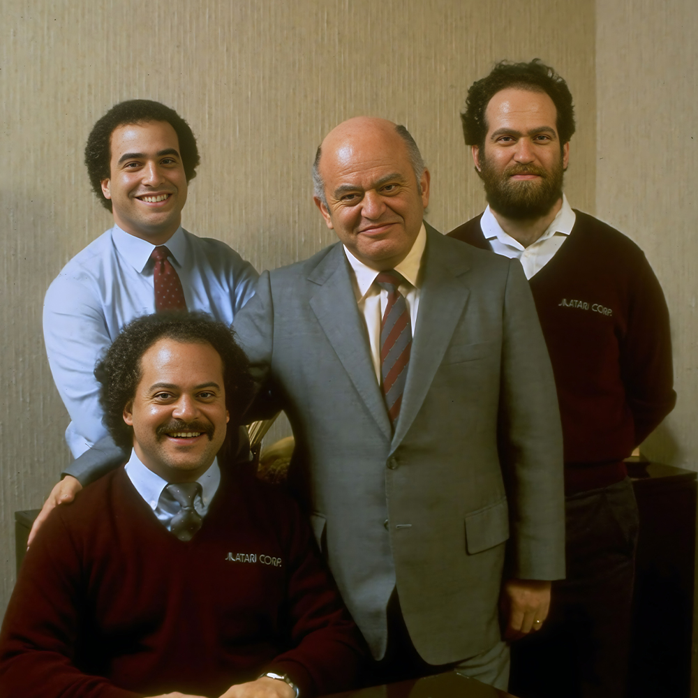 MuseumCommodore's tweet image. 📸 Commodore founder, Jack Tramiel (in his Atari years) with his sons Garry, Sam, and Leonard. #commodore #atari #computerhistory #jacktramiel #c64 #techhistory #8bit