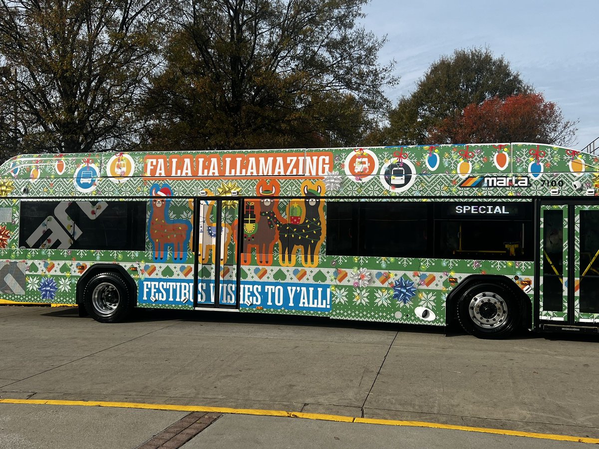 PaysonMarta's tweet photo. Best I can do for #TransitWrapped. (Our holiday @MARTAtransit Festibus is wrapped for the holidays!) https://t.co/aZ1O9SCzUV