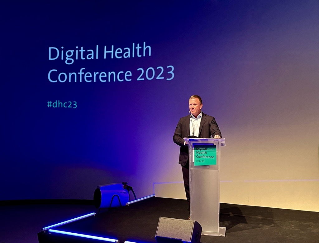 Dr. med. <a href="/MLeyckDieken/">Markus Leyck Dieken</a> zur Rolle der <a href="/gematik1/">gematik</a> auf der #dhc23: "Werden nicht umhinkommen, eine zentrale #Infrastruktur zu haben".