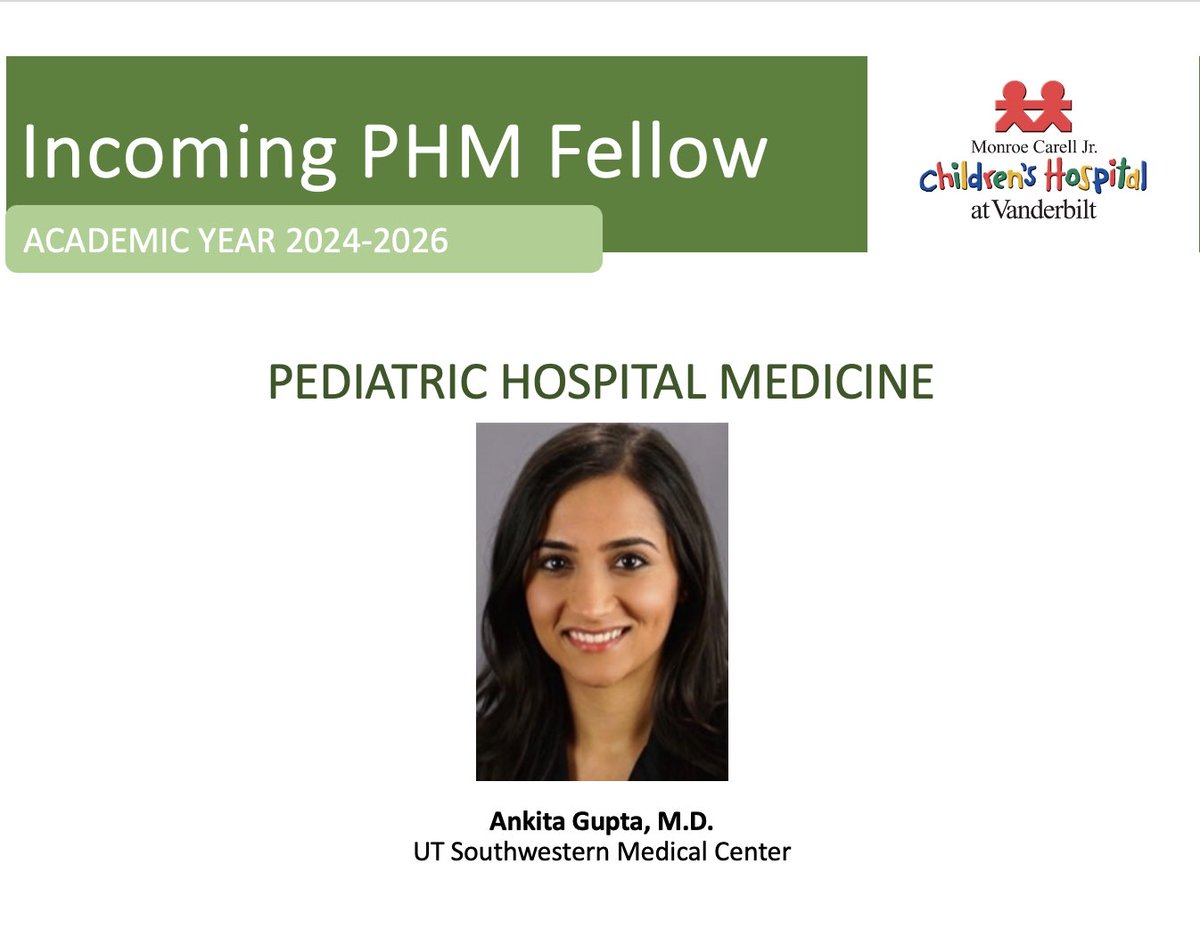 We are delighted to announce that Dr. Ankita Gupta will be joining @VUMCChildrenPHM in July 2024 for her PHM fellowship!! Welcome to Nashville and the Vanderbilt PHM family 🎉🎉 #MatchDay