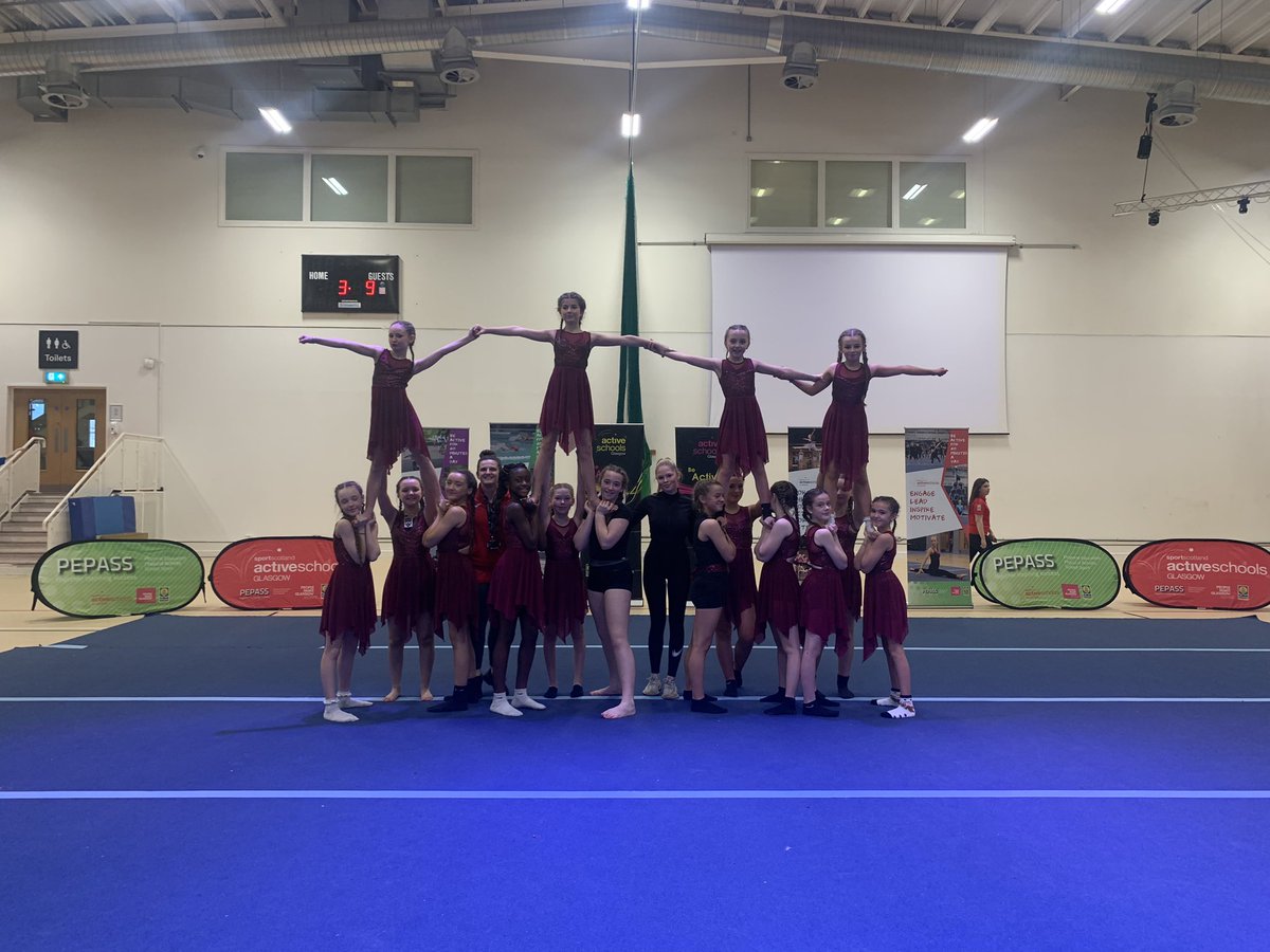 What a fabulous bunch of girls 🤸🏻‍♀️✨ thank you to our amazing S6 Katie for helping us get the girls prepared for today 🤩 #gymfest2023 @PEPASSGlasgow @ActiveSchoolsNT @HolyroodSec