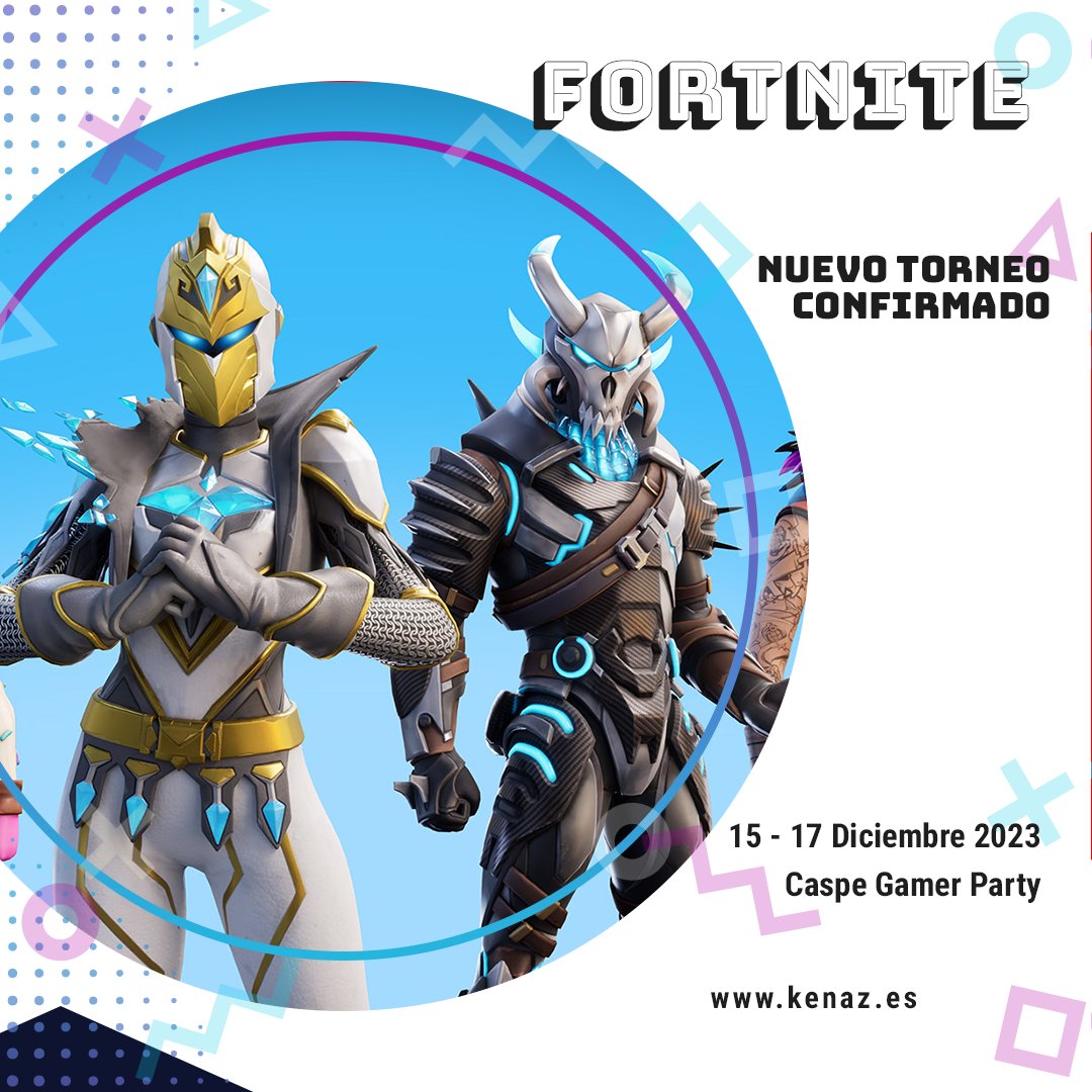 🎉 ¡Nuevo torneo confirmado!

🕹 ¡Caspe Gamer Party tendrá torneo de #FORTNITE!

El formato será 1 vs 1 en modo creativo al mejor de 3 asesinatos.

🎟 Recordad que las plazas son limitadas.

🖱 kenaz.es

#esports #caspe #aragon #zaragoza #gamer