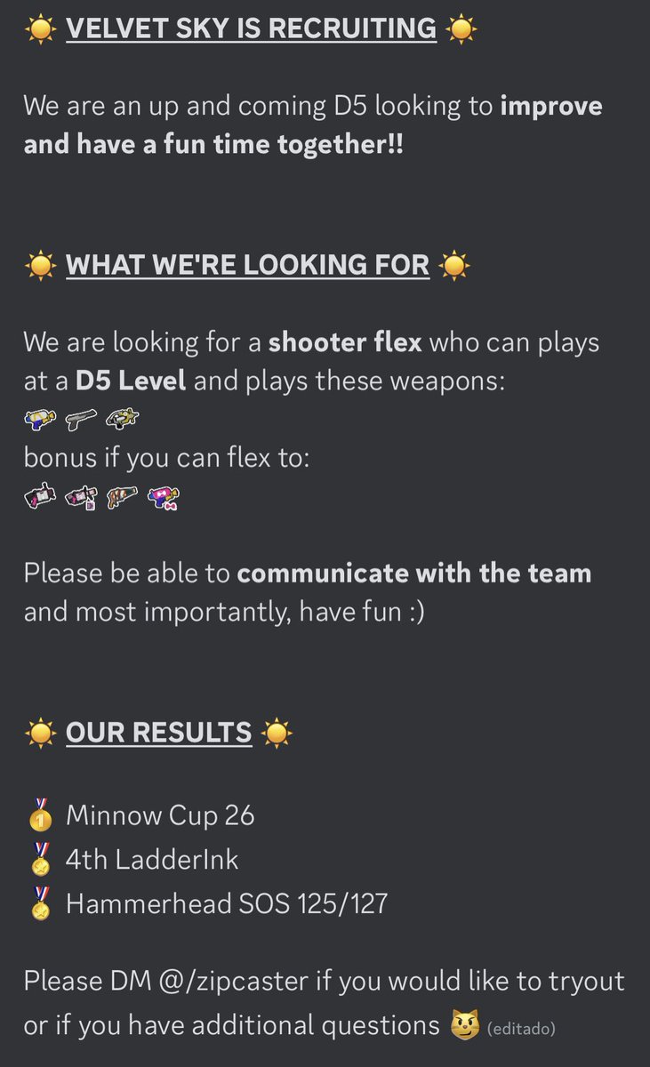 VelvetSkySPL's tweet photo. We're recruiting, rts are appreciated!!! 

@Spl_Teams https://t.co/WaGlOEyHEY