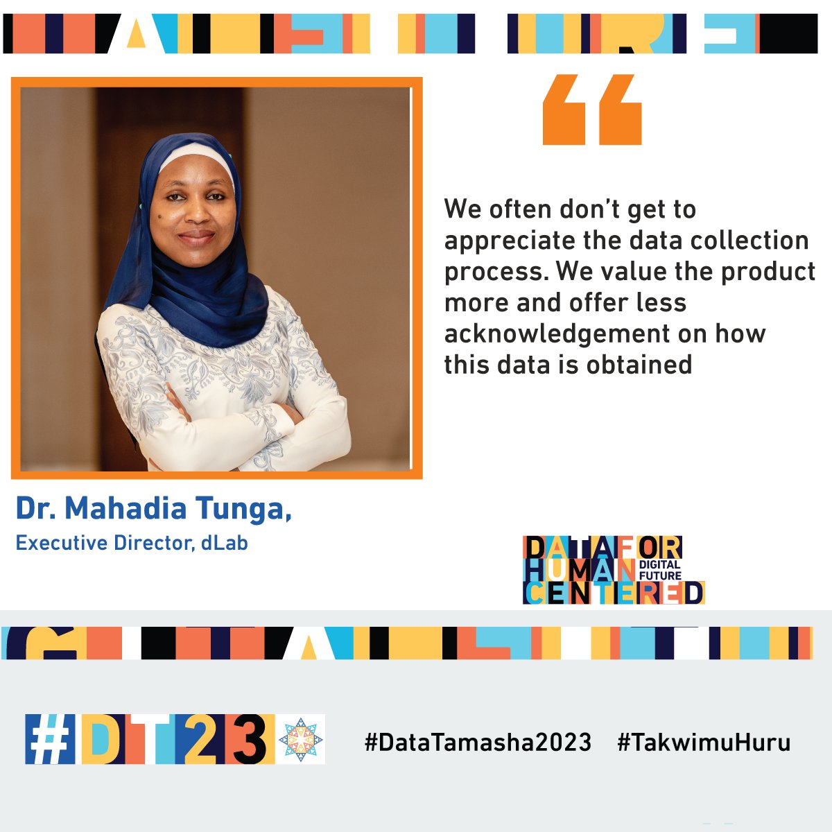 Dr. <a href="/TungaMahadia/">Mahadia Tunga (PhD)</a> of <a href="/dLabTz/">dLab Tanzania</a> at #DataTamasha2023 is reminding us of the need to appreciate the data collection process.