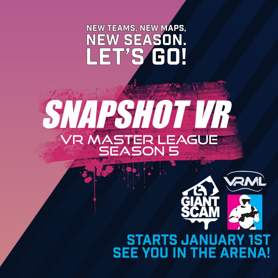 Snapshot_VRML's tweet photo. 🎉New #SnapshotVR Season coming up soon!🎉

We're excited to see all the new teams and new map pool! 

If you love #paintball, get it on
@SteamVR https://t.co/Yk4EJ0IaFt
@MetaQuestVR https://t.co/tRkPPcTj1N
#vresports #esportsvr #vrpaintball https://t.co/61j7ts3j54