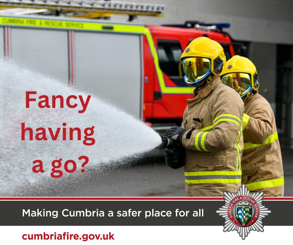 If you’re interested in applying to become a Firefighter, why not ‘Have a Go’ at one of our upcoming sessions? - December 9 (10am - 12pm and 1pm - 3pm) @UlverstonBLH - December 12 (7pm - 9pm) @fire_workington - December 14 (7pm - 9pm) @CarlisleEast cumbriafire.gov.uk/wholetime-fire…