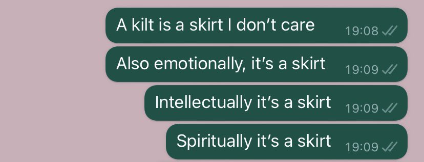 Also in case it comes out later that it’s actually shorts designed to look like that or some such bullshit, I’m putting this out here right now

It’s a ✨skirt✨🤌