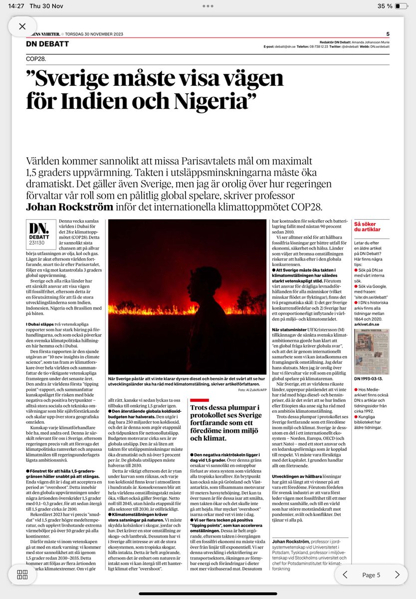 Läget är akut. Sverige har stort ansvar, är ett föredöme med stor kapacitet att lyckas i omställningen till fossil-frihet. Nu gäller att kliva upp ett steg, inte kliva tillbaka. Om vi kliver tillbaka, ökar risken att andra stora aktör gör likadant. Vi vinner, alla vinner.