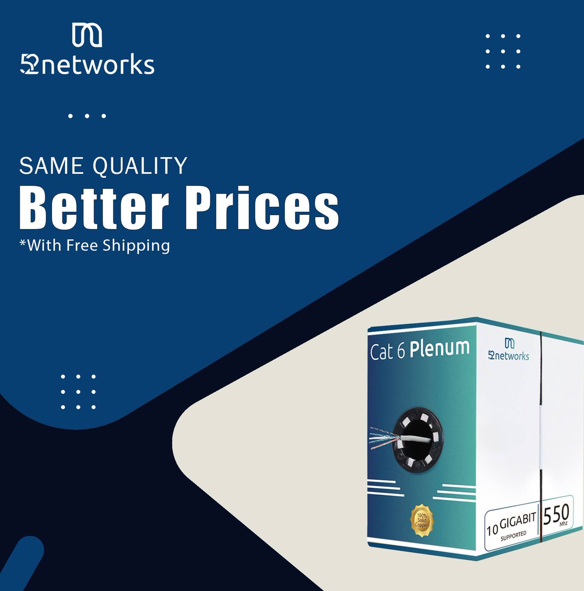 Jackson02410831's tweet image. High-Speed Low Cost: Discover the Best Deals on Cat6 Cables with Top notch Quality.
#cat6plenum #phoneinstallers #networking #lowprices #topquality #cables #FreeShipping #usa
Call us: (757) 799-1359
Email us: sales@52networks.com