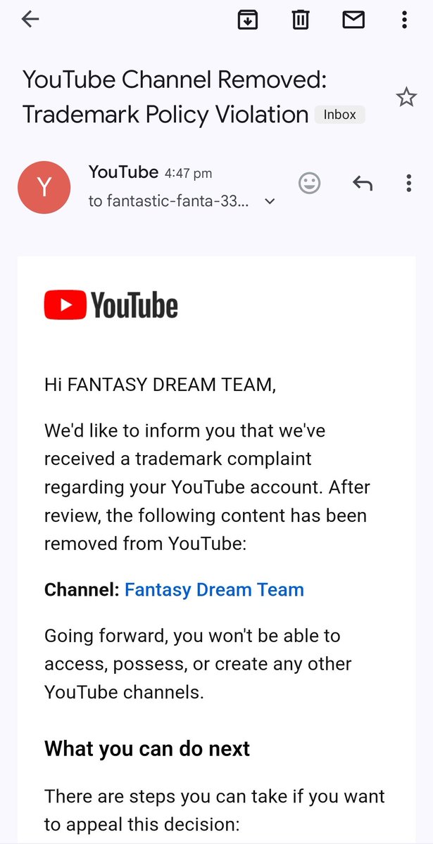 FDTEAM11's tweet photo. Dear Youtube Team,
I am extremely sad after hearing that you Removed My channel from youtube which has 98.9k subs which i grow with a lot of hard work for almost 4 years. I don't know how this is a trademark complaint against me ,
@YouTubeIndia @YouTube #YoutubeSupport https://t.co/rFXiUZr3oG