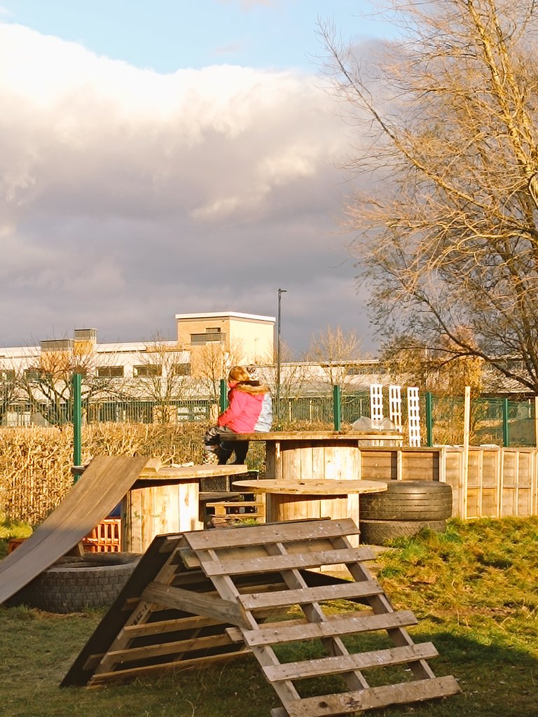 I love having a huge window in my office, watching as these two have quiet conversations sitting on a cable drum swinging their legs and chatting away 😍