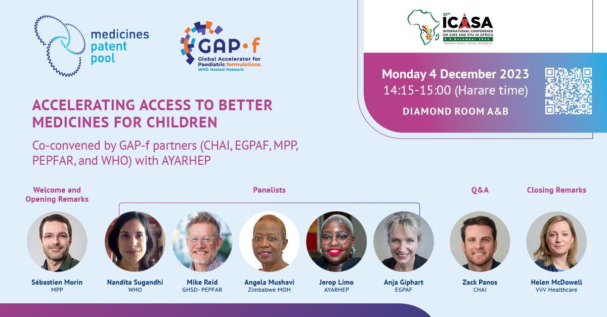 It’s nearly time for @icasa2023 and I’m really looking forward to being part of this symposium👇 on Monday. If you’re there please come and join the discussion and movement to #endpaediatricaids through embracing the #powerofpartnerships @ViiVHC @MedsPatentPool @EGPAF @PEPFAR