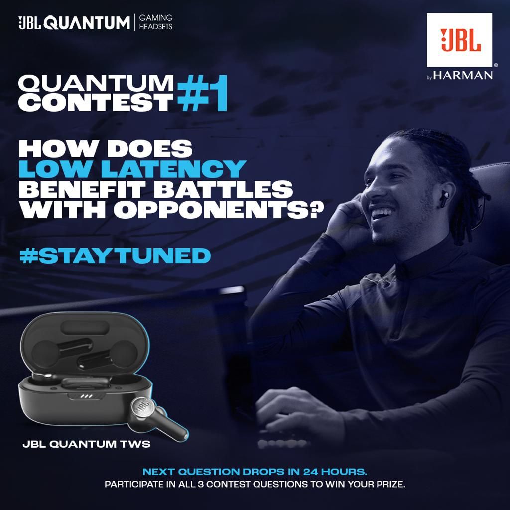 #Contest #ContestAlert Pls Rt! (1/3) Comment how does Low Latency Connection help you play better & tag your gamer friends. Respond to all 3 questions to win Quantum Series TWS. Next question in 24 hours.  #JBLQuantum #GamingContest #GamingHeadphones