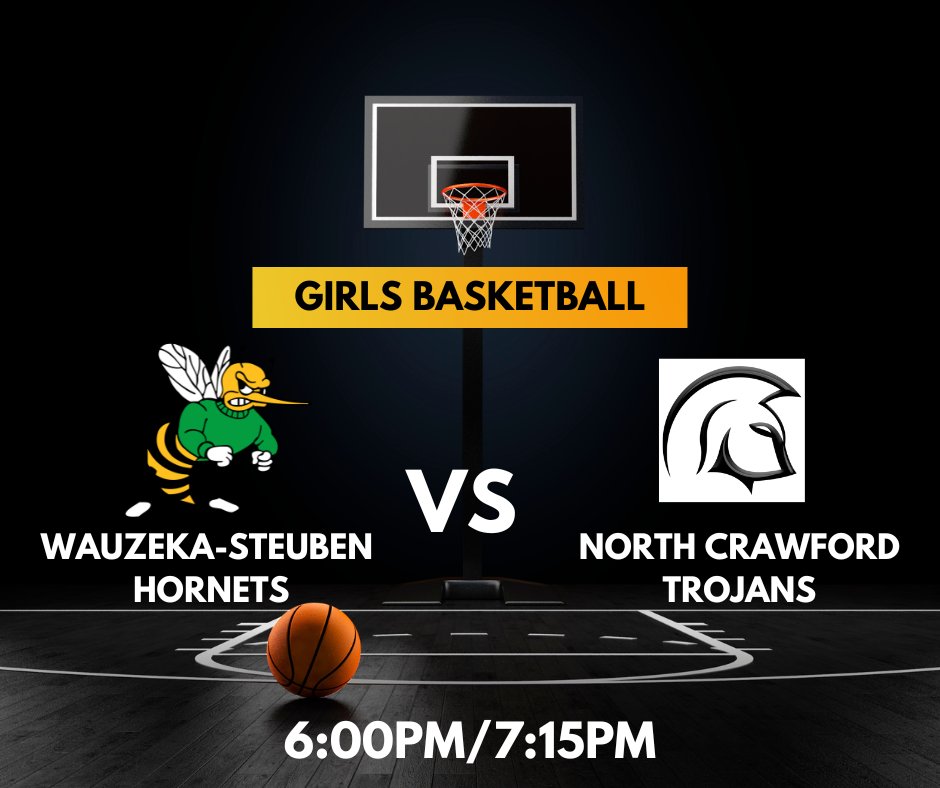 It's GAMEDAY for the Hornets! 

🏀Girls Basketball vs North Crawford🏀
📍Wauzeka-Steuben High School
🕕6:00pm|7:15pm
📺wauzeka.k12.wi.us/community/live…

Go Hornets!
