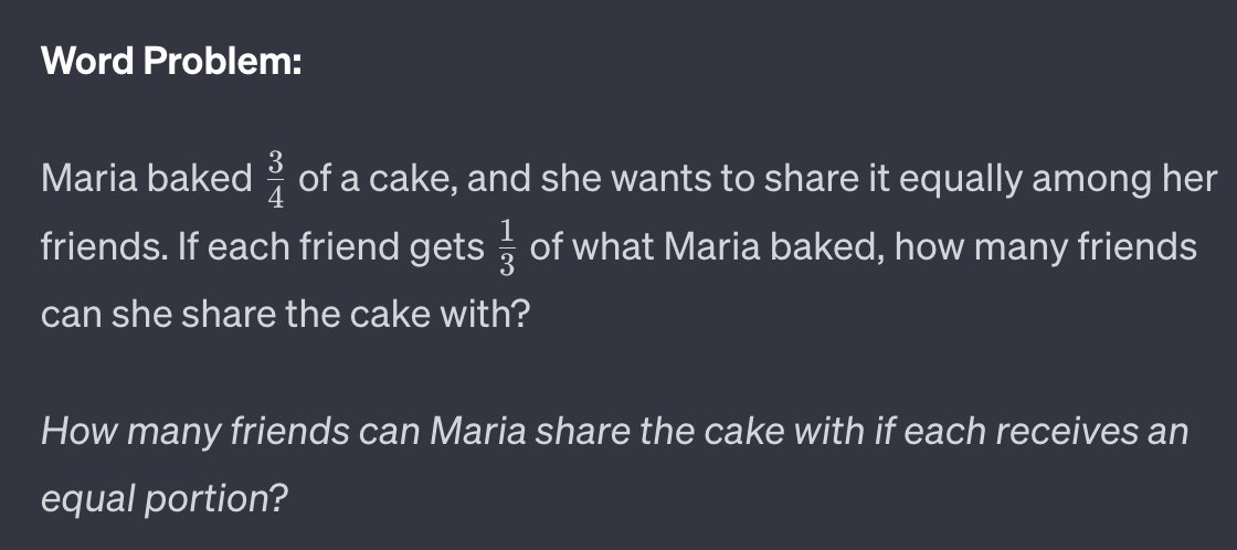 Thanks, but no thanks ChatGPT. No one is baking 3/4 of a cake. #iteachmath