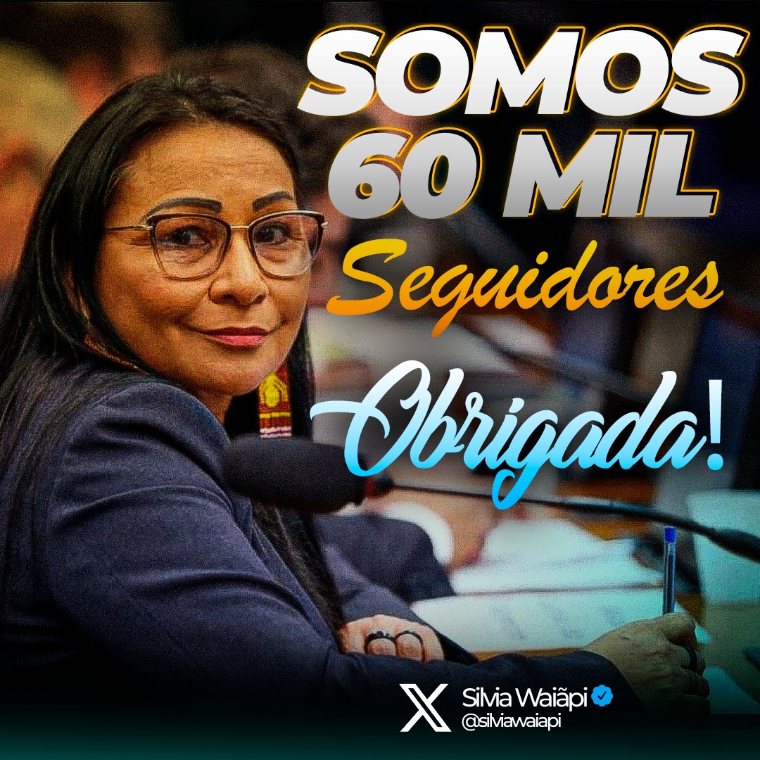 Agora somos 60 MIL SEGUIDORES. OBRIGADA A TODOS que acompanham o meu trabalho.

- Continuem compartilhando nossas ações que visam o crescimento do Brasil, em especial, nosso  Amapá.
