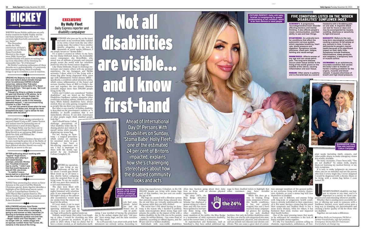 Thanks so much to the incredible Holly Fleet aka <a href="/stomababe/">Stoma Babe</a> for writing this wonderful piece for <a href="/Daily_Express/">Daily Express</a> about what it's like to live with a hidden disability, and why we should show more compassion towards this community in our daily lives ♥️
