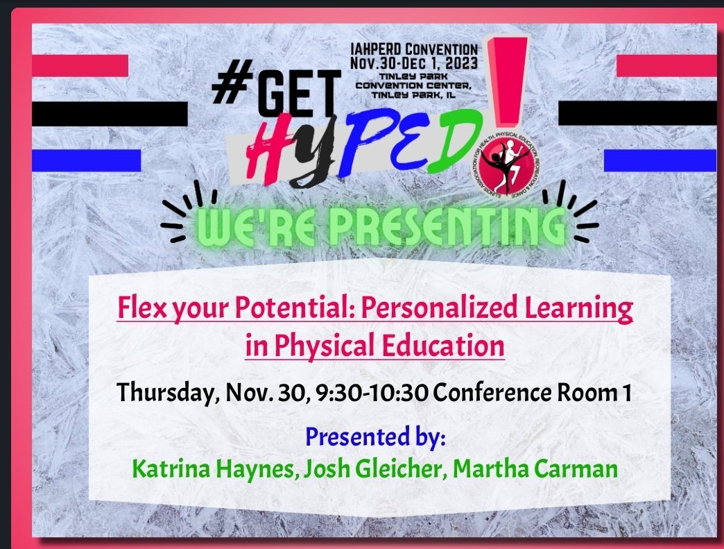 Come Flex Your Potential this morning with me <a href="/MshaynesPE/">Katrina Haynes</a> and Martha Carman. Get Hyped <a href="/IAHPERD/">IAHPERD Illinois Assoc for Health, PE, Rec & Dance</a>