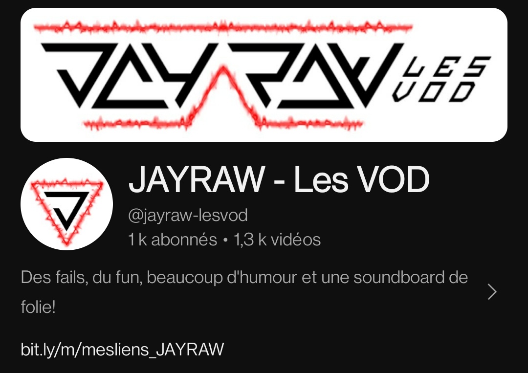 jayraw_off's tweet photo. Enfin les 1k follows sur ma chaîne #YouTube des VODs, je suis trop content !!! 😁
#Streamer #Twitch #JAYRAW https://t.co/SSOnUlDsoc