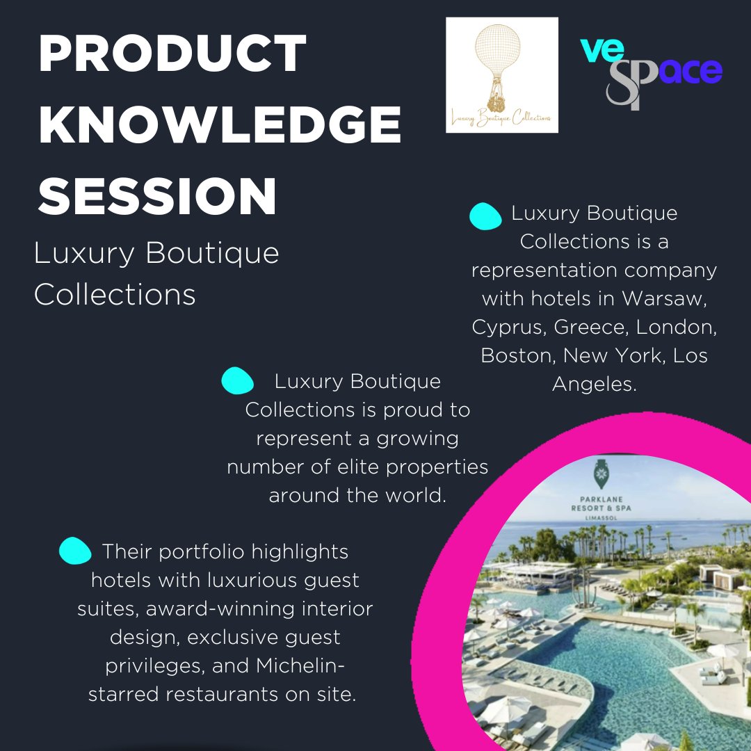 Our latest Product Knowledge Session was with @luxuryboutiquecollections ⭐ We learned all about their luxurious portfolio of high-end venues across the world! They are breathtaking! 😍

#veSpace #ProductKnowledgeSession #LuxuryBoutiqueCollection #LuxuryHotels #EventSpace