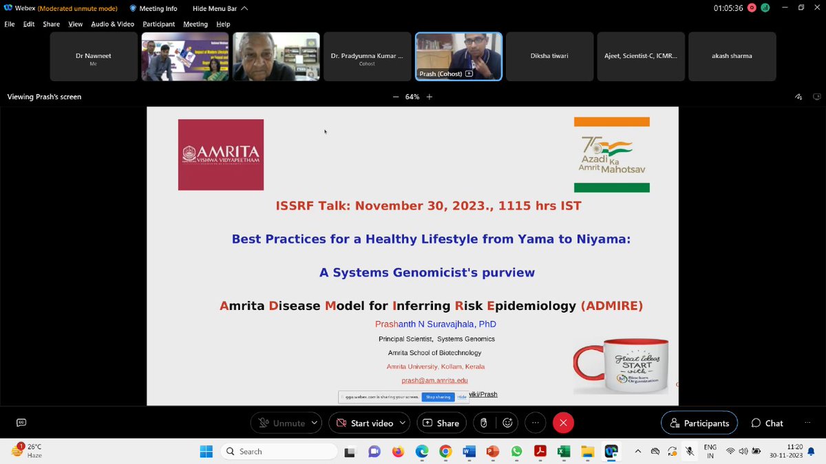 Just delivered a talk on  best practices of health amid disparities   in an #ISSRF conference organised  by GuruGhasidas University my alma mater #SystemsGenomics #India