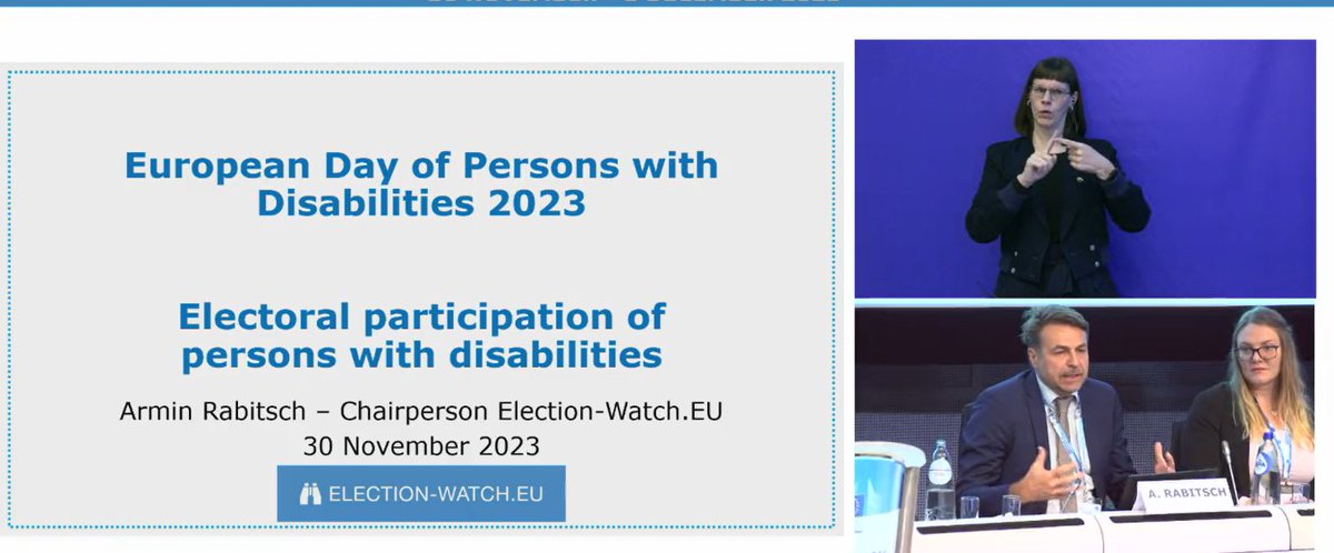 @helenadalli @EU_Commission @EU_Social @MyEDF @eu2023es 🗣️ Armin Rabitsch, from Election Watch EU, makes a presentation about electoral participation of persons with disabilities. #EDPD2023 Photo Credit: @EU_Commission