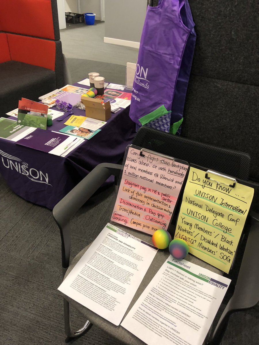 UnisonWarwick's tweet photo. Had some lovely conversations yesterday at the UNISON stall during @uniofwarwick #StaffInduction. People are curious about what we can do as a #tradeunion and how to be proactive ✊ beyond only receiving help when they experience trouble. 🧵⬇️ https://t.co/gEcOYKWZUH