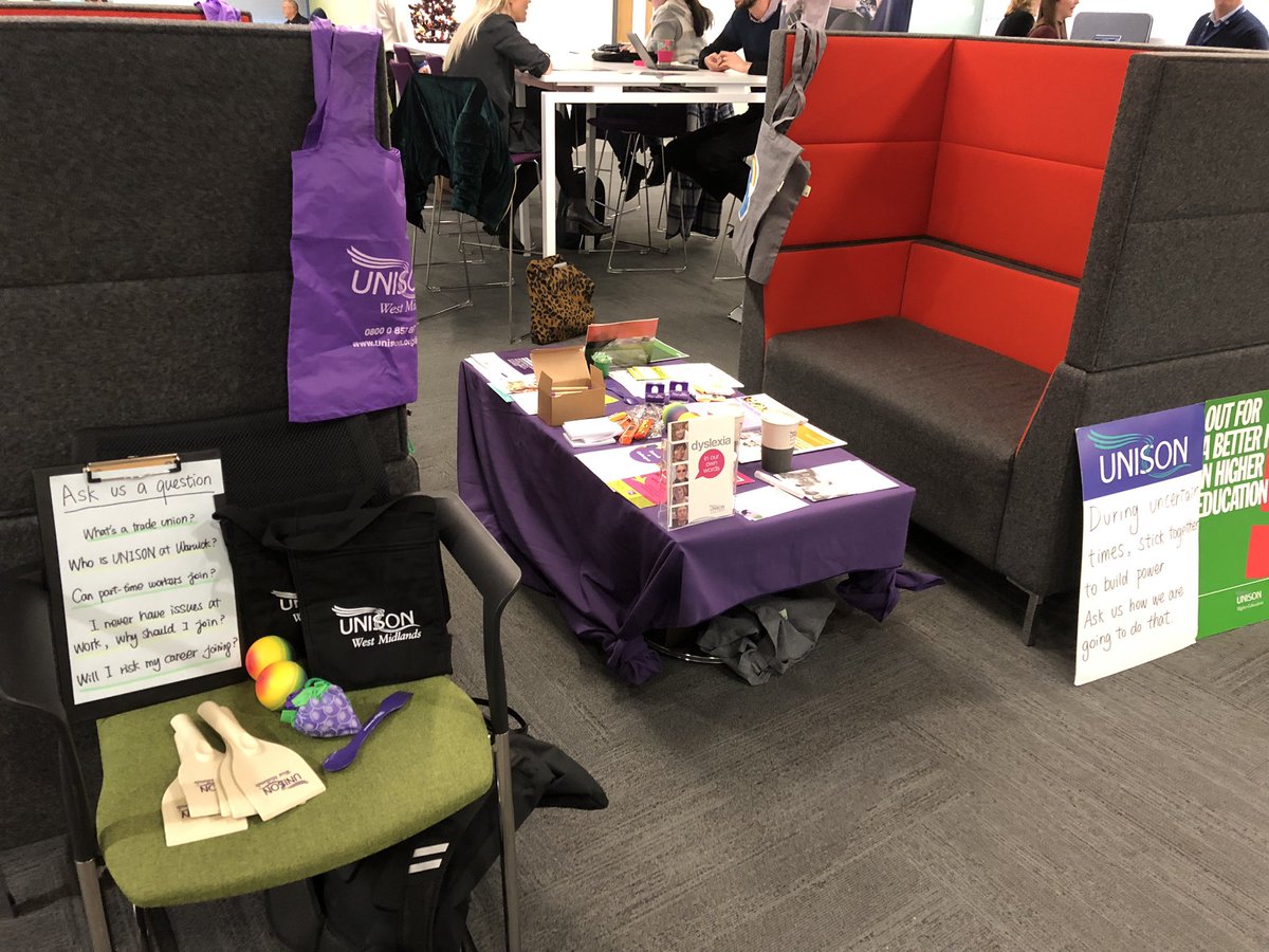 UnisonWarwick's tweet photo. Had some lovely conversations yesterday at the UNISON stall during @uniofwarwick #StaffInduction. People are curious about what we can do as a #tradeunion and how to be proactive ✊ beyond only receiving help when they experience trouble. 🧵⬇️ https://t.co/gEcOYKWZUH