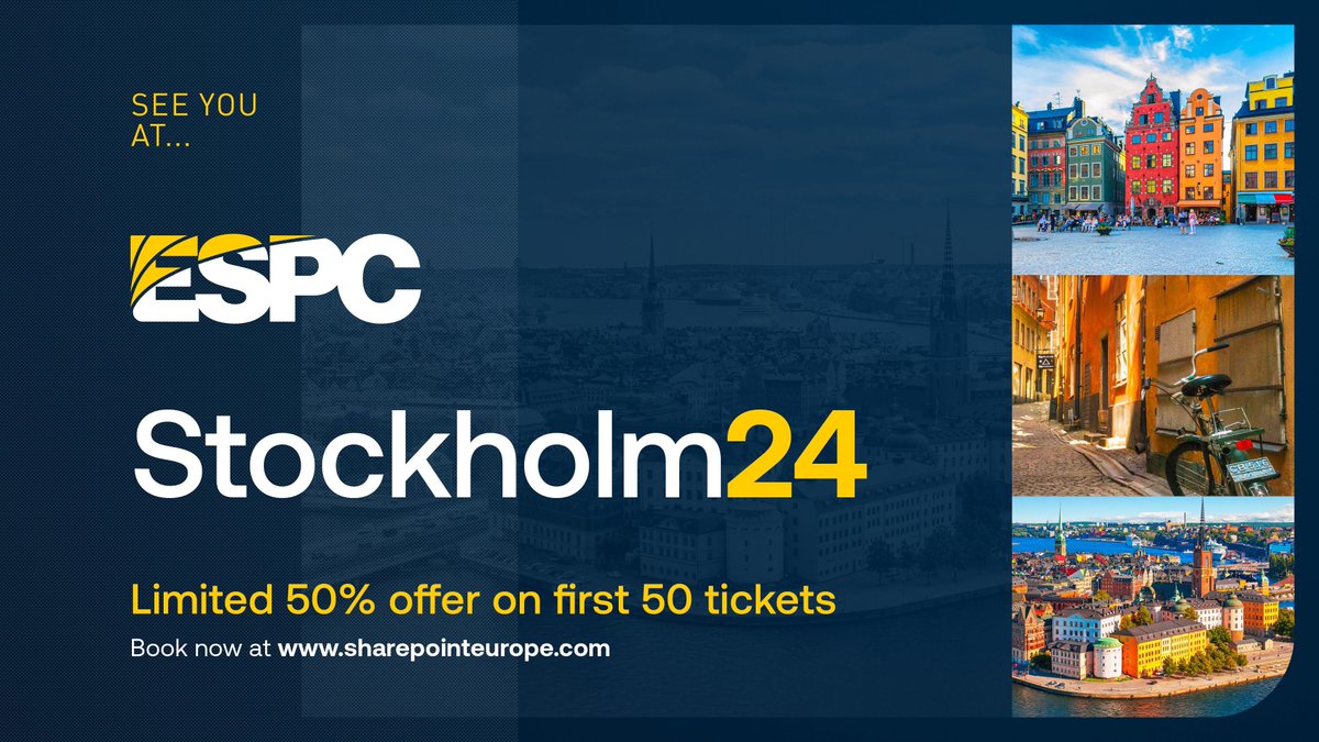 SharePoint's tweet image. 📢📰 #ESPC24 will be in Stockholm, Sweden 🇸🇪 — December 2-5, 2024. 

Book today 🎟️ SharePointEurope.com/pricing 👥 @ESPC_Community