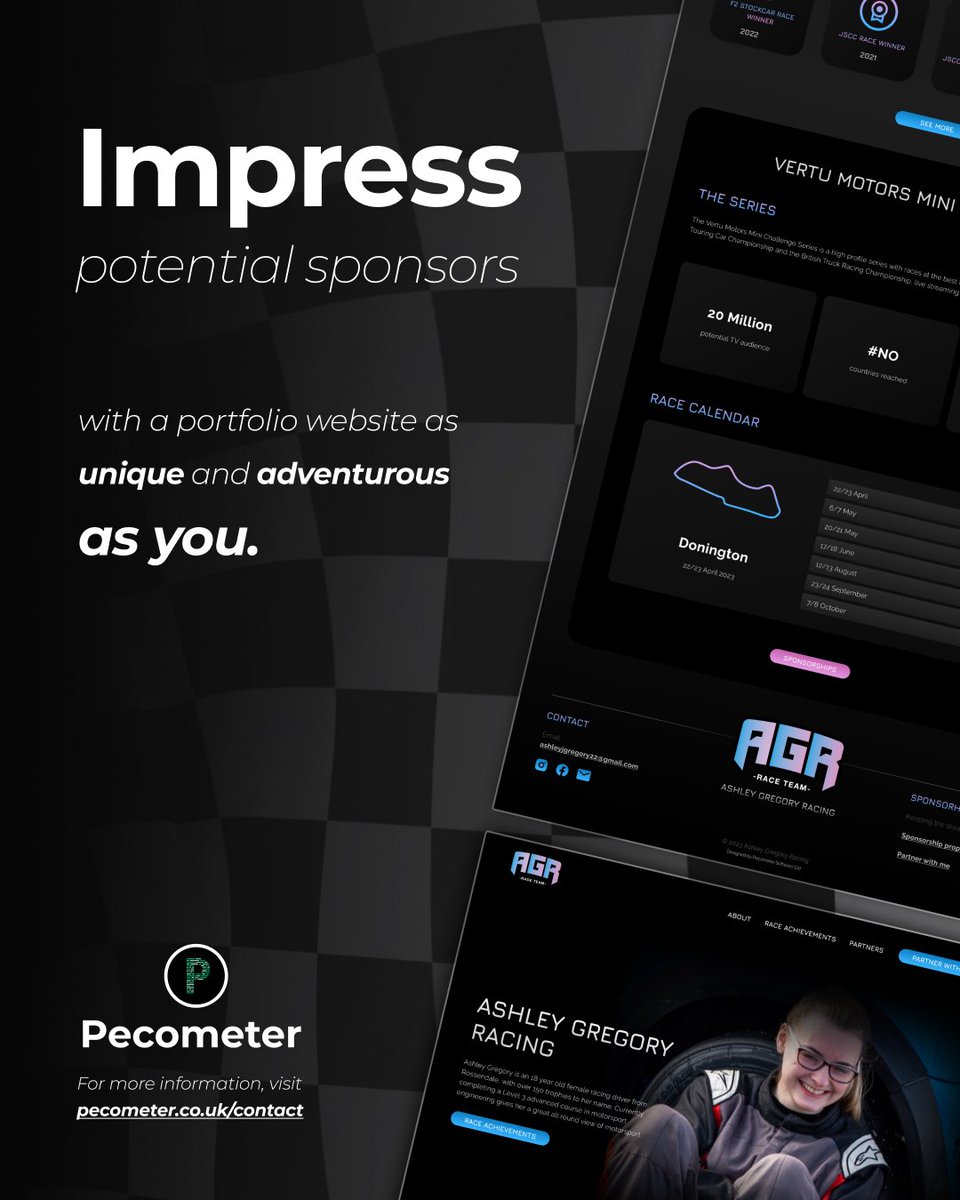 .<a href="/PecometerLtd/">Pecometer Software</a> did a remarkable job in creating my racing website which has really helped to build my online presence. 🙌🏼

I can’t shout loudly enough about their service. If you’re looking to develop your own personal website, get in touch with them at pecometer.co.uk 🖥️