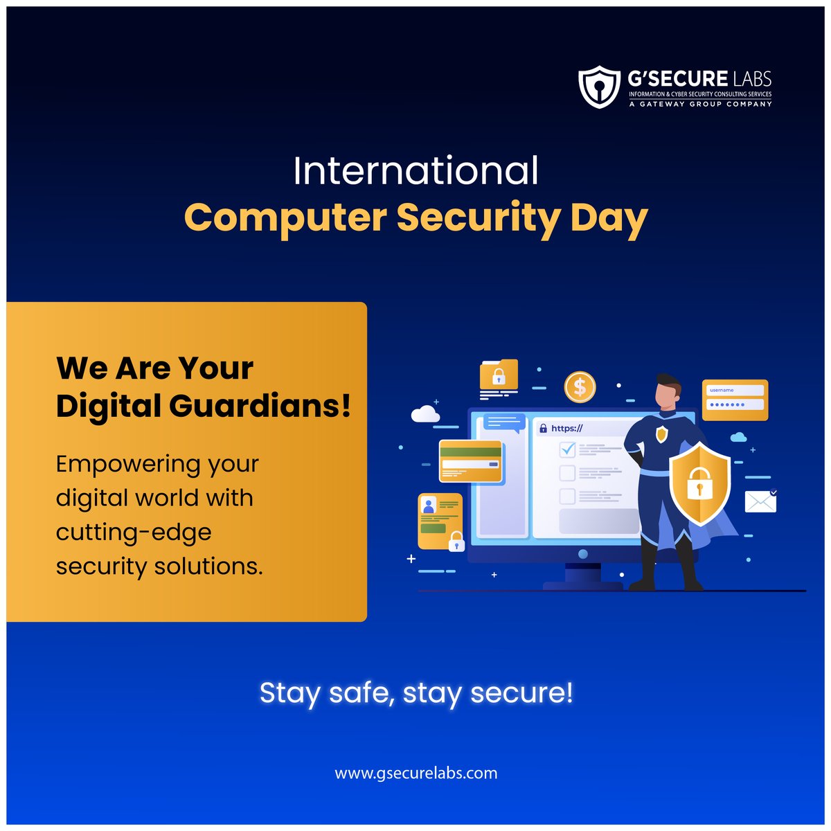 gsecurelabs's tweet image. Fortify your cyber defenses this International Computer Security Day with G&apos;Secure Labs! Our mission is to safeguard your digital world through innovative security solutions. Let&apos;s stay cyber-resilient together! 💻🛡️

#ComputerSecurityDay #GSecureLabs #CyberSecurity