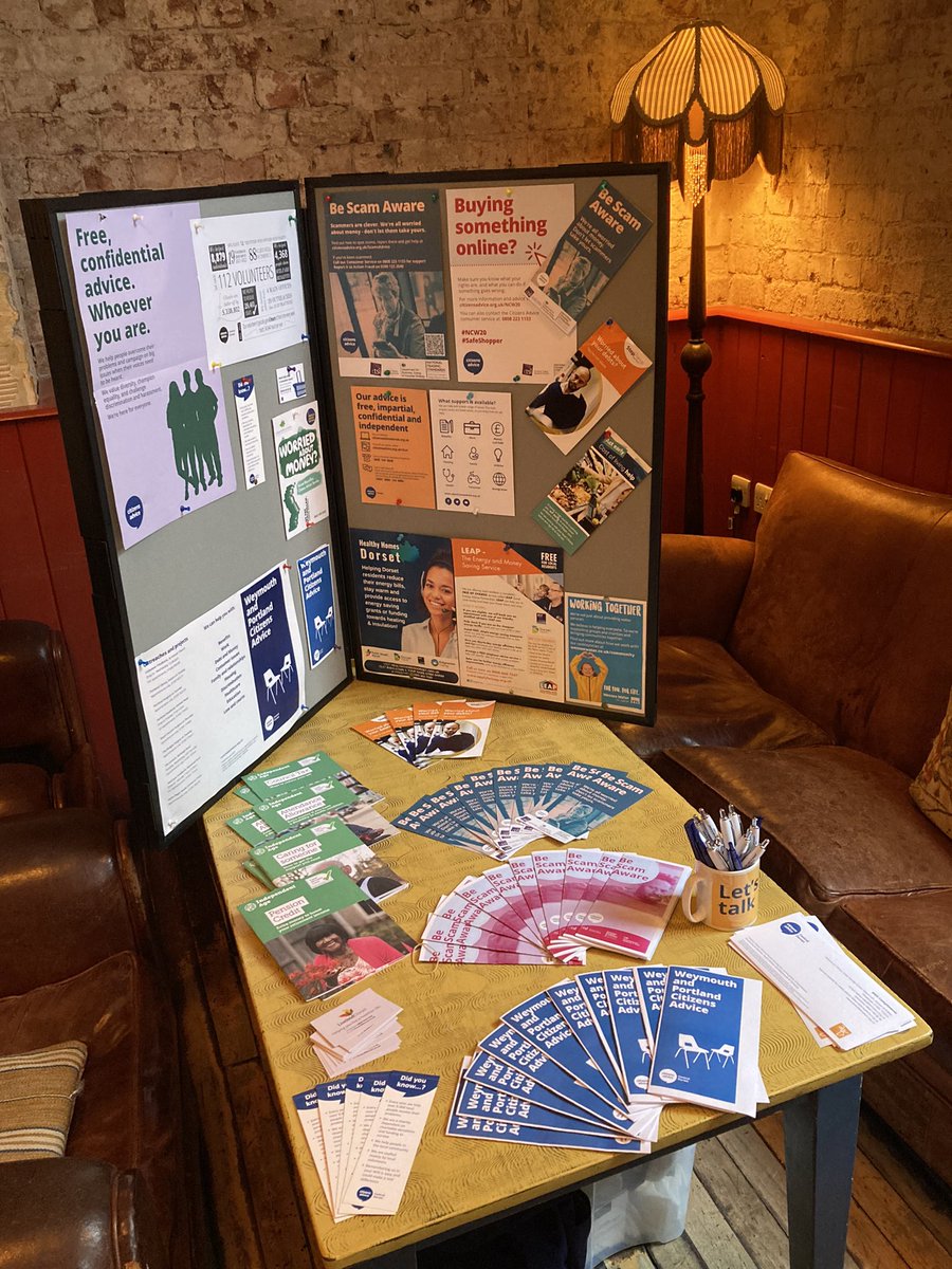 CentralDorsetCA's tweet image. All set up for this morning’s #FuelPovertyAwarenessDay at Nautico Lounge, Weymouth, 9.30-12pm offering free energy saving tips and advice, plus winter warmer giveaways! Come along and see how we can help.
@RidgewaterEner1 
@WPCAB