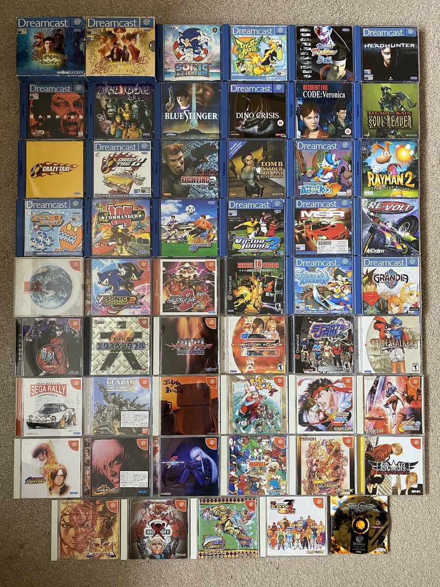 Seeing as the Sega Dreamcast turned 25 on Monday I thought I’d share my game collection for #ItsThinkingThursdays

Any recommendations on what to add?

#retrogames #retrogamer #GamersUnite