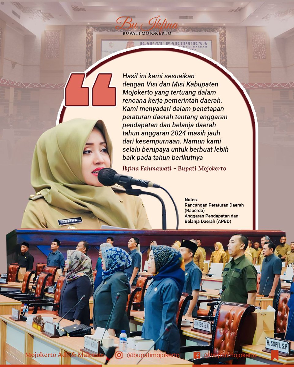 IkfinaFahmawati's tweet photo. Pemkab Mojokerto melaksanakan penandatanganan kesepakatan bersama terhadap Raperda APBD Tahun 2024.
#ikfinafahmawati #bupatimojokerto #kabupatenmojokerto #raperda #APBD2023 #kesepakatan https://t.co/y0AqgJt8cX