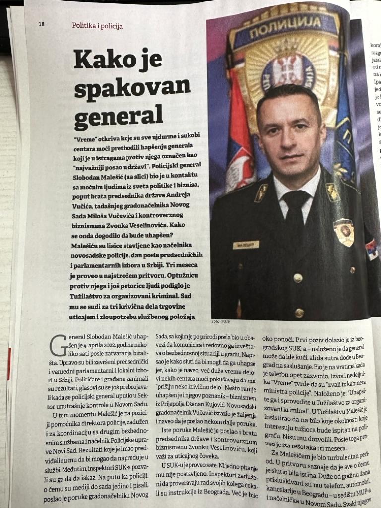 ladjevic's tweet photo. Odličan tekst nedeljnika Vreme i Jelene Zorić o pakovanju generala Mališića. Za razliku od nedeljnika NIN koji plasira tekstove koje mu isporučuje jedan ozbiljan narkodiler i njegovi saradnici iz pojedinih institucija, poput TOK. https://t.co/wmGAyzupSQ