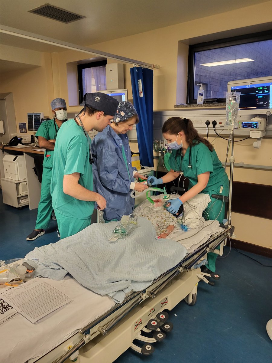 ShazCassidy's tweet photo. Paediatric Laryngospasm in PACU: An Anaesthetic Emergency, simulated @MUH today. Management of this glotic closure due to a reflex constriction of the laryngeal muscles post multiple teeth extractions in line with QRH guidelines. #QRH #IPE @saoltagroup https://t.co/ZtatNCRULp