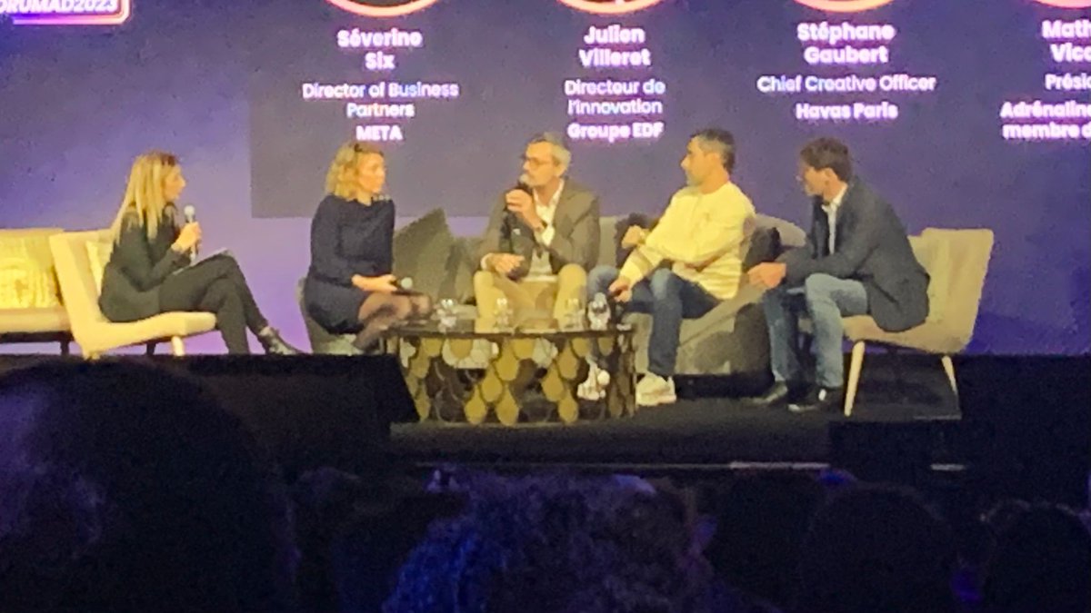 Alliance Digitale (@alliance_dgtle) on Twitter photo 2ème table-ronde animée par <a href="/FouziaKML/">Fouzia Kamal</a> de @CBNews, sur le thème : « Comment les entreprises réinventent leur marketing grâce à l’IA ». Séverine Six de <a href="/Meta/">Meta</a>, Julien Villeret d'<a href="/EDFofficiel/">EDF</a>, <a href="/stefgaubert1/">Stephane Gaubert</a>
d'<a href="/Havas/">Havas</a>, Mathieu Vicard d'Adrénaline, et <a href="/NicolasGaudemet/">Nicolas Gaudemet</a> d'<a href="/onepoint/">Onepoint</a> 2ème table-ronde animée par <a href="/FouziaKML/">Fouzia Kamal</a> de @CBNews, sur le thème : « Comment les entreprises réinventent leur marketing grâce à l’IA ». Séverine Six de <a href="/Meta/">Meta</a>, Julien Villeret d'<a href="/EDFofficiel/">EDF</a>, <a href="/stefgaubert1/">Stephane Gaubert</a>
d'<a href="/Havas/">Havas</a>, Mathieu Vicard d'Adrénaline, et <a href="/NicolasGaudemet/">Nicolas Gaudemet</a> d'<a href="/onepoint/">Onepoint</a>