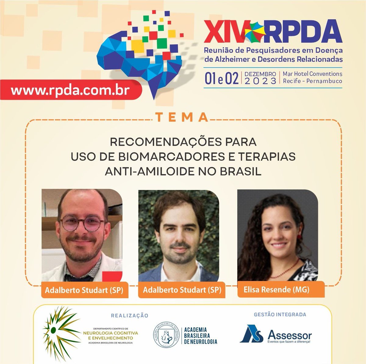 Join us Saturdayin Recife  to discuss about #biomarkers recommendatios for #Alzheimers and the new therapies in the Brazilian context.