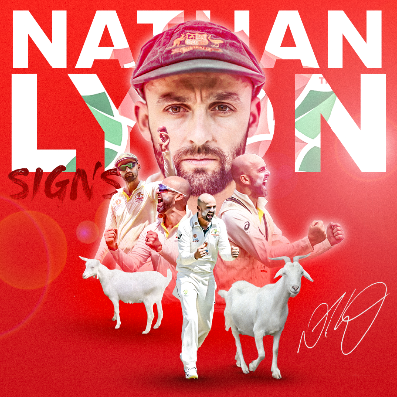 lancscricket's tweet photo. ✍ We are delighted to announce the overseas signing of experienced Australian international off spinner Nathan Lyon, for the full 2024 season. 🇦🇺

Welcome to Lancs, @NathLyon421! 🐐

🌹 #RedRoseTogether