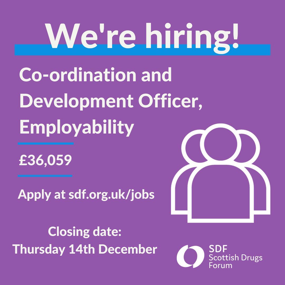 📣 We are hiring! We are looking for a Co-ordination and Development Officer, Employability to drive forward the growth and development of SDF’s Recovery Worker Training Programme (RWTP) in Highland. sdf.org.uk/jobs/