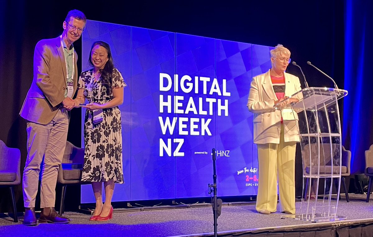 TamzinBrott's tweet photo. Totally stoked for this amazing wāhine toa Dr @CharlTanSmith who has had a massive year completing her DHSc &amp; today became a Fellow of @HINZ_NZ &amp; the 2023 Clinical Informatics Award recipient!  Congratulations Charlene 👏🏼👏🏼👏🏼. #hinz2023 #dhwnz23 #digitalahps #AlliedHealth #HiNZ https://t.co/UWoh6U6v0o
